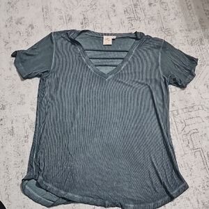 White Crow Teal Short Sleeve V-Neck Tee